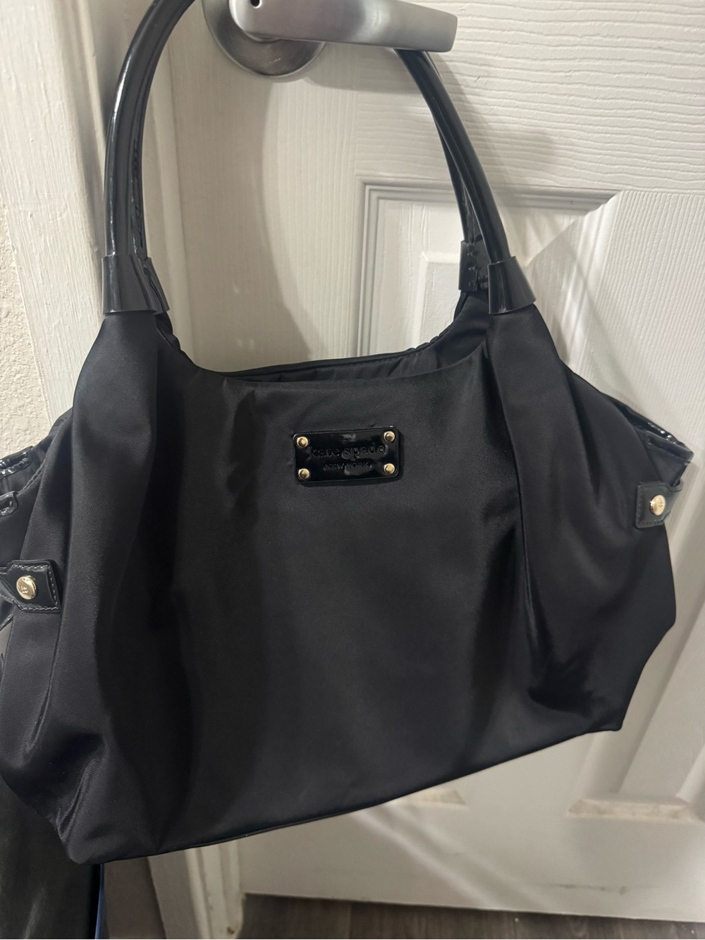 Kate Spade Black Shoulder Tote Bag with Gold Hardware